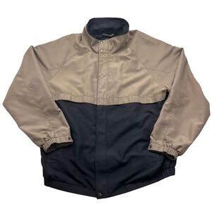 Claiborne Mens 2XT Microfiber Colorblock Jacket Tan Navy Blue Windbreaker Tall